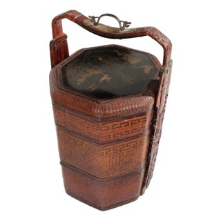 Late 19th Century Chinese Wedding Basket SideTable For Sale