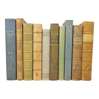 Antique Scandinavian Decorative Leather-Bound Books- Set of 10 For Sale