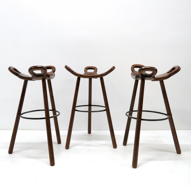 Metal 1970s Vintage Confonorm Brutalist "Marbella" Bar Stools- Set of 3 For Sale - Image 7 of 11