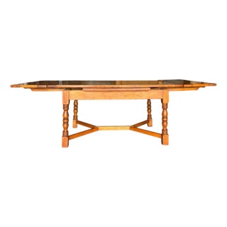 1940s High Quality Cushman Colonial Creations Solid Rock Maple Draw Leaf Table. For Sale