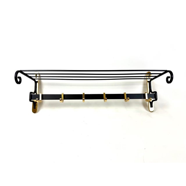 Mid-Century Modern Cast Iron and Brass Coat and Hat Rack, 1960s For Sale - Image 12 of 12