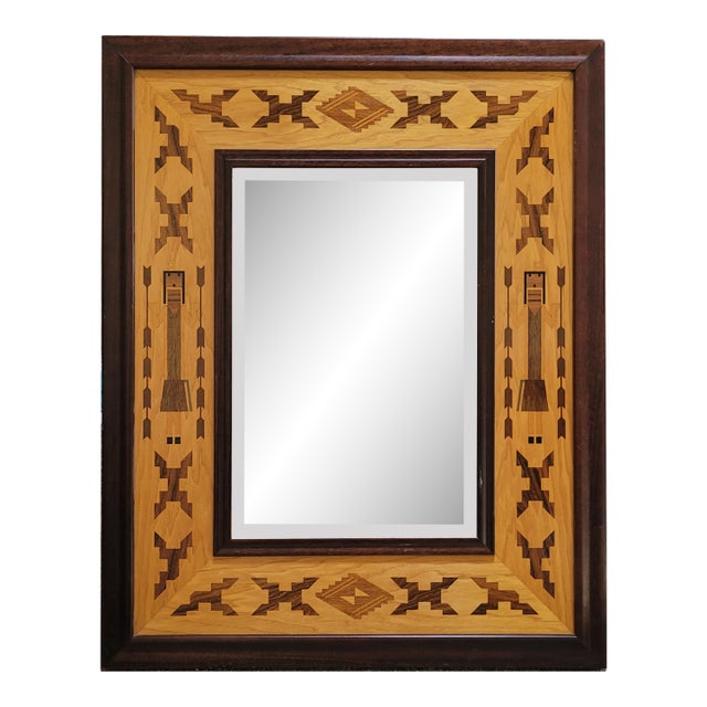 Vintage Hudson River Inlay Beveled Mirror - "Navajo Princess Mirror" For Sale