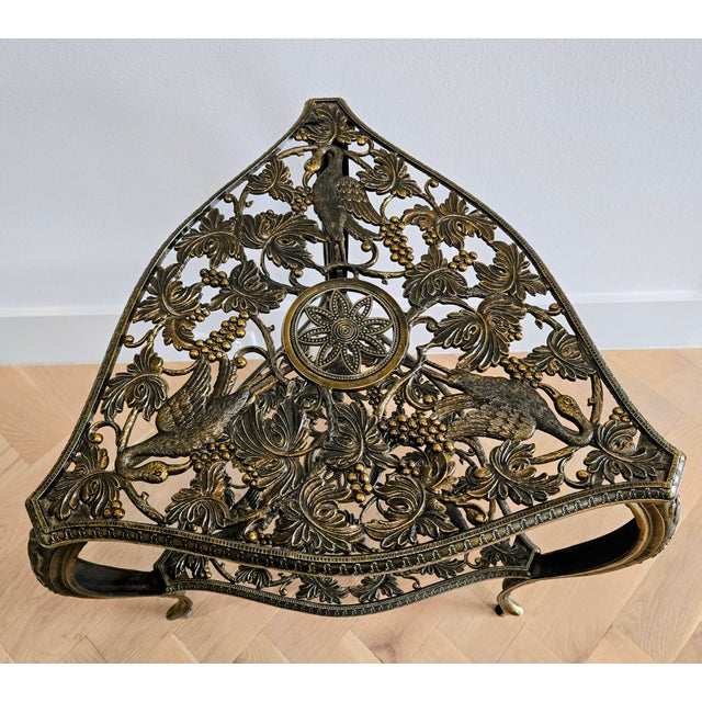 Hollywood Regency Mid 20th Century Italian Hollywood Regency Brass “Tous-Les-Trois” Heron & Grapevine Two-Tier Side Table, Marked Italy For Sale - Image 3 of 12