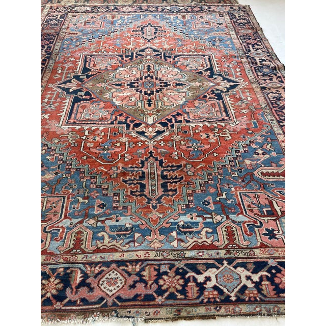 * All of our antique & vintage rugs are professionally cleaned prior to being listed.* Name:WALNUT MEDALLION Antique Heriz...