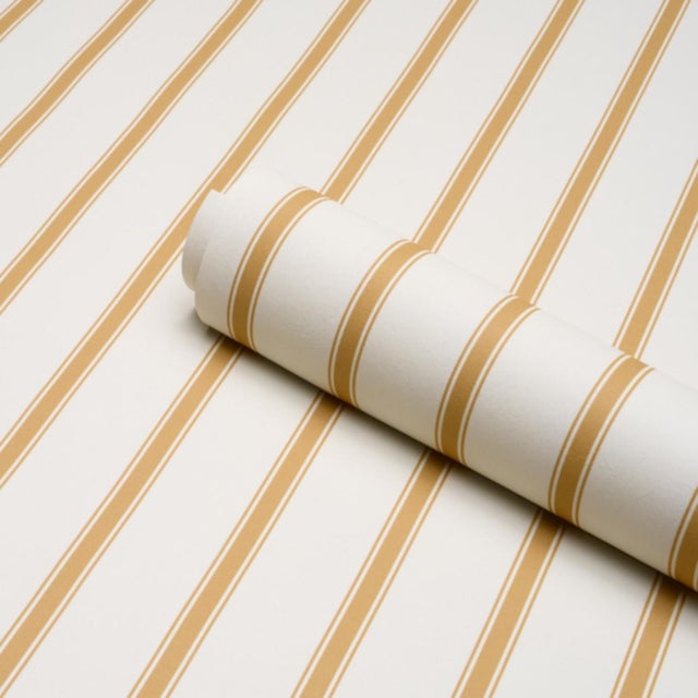 Schumacher Schumacher Westerly Stripe Wallcovering In Marigold For Sale - Image 4 of 6