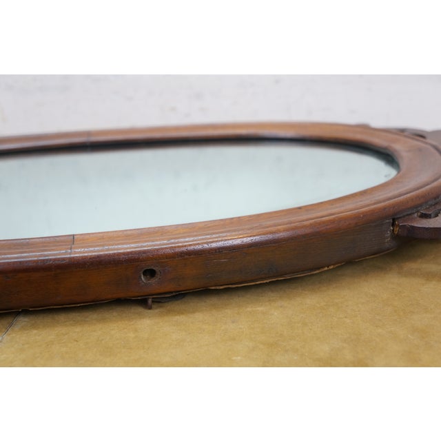 Antique Victorian Mahogany Oval Vanity Dresser Mirror 28" For Sale - Image 6 of 14