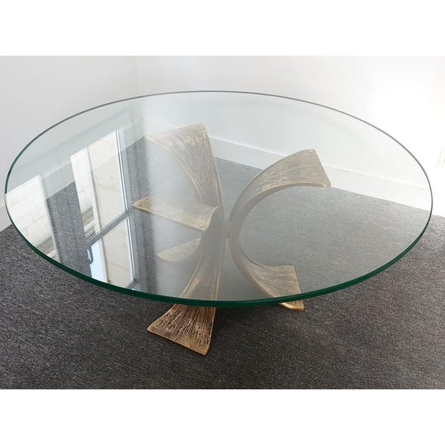 Vintage Brutalist Coffee Table in Bronze and Glass, 1970s For Sale - Image 6 of 12
