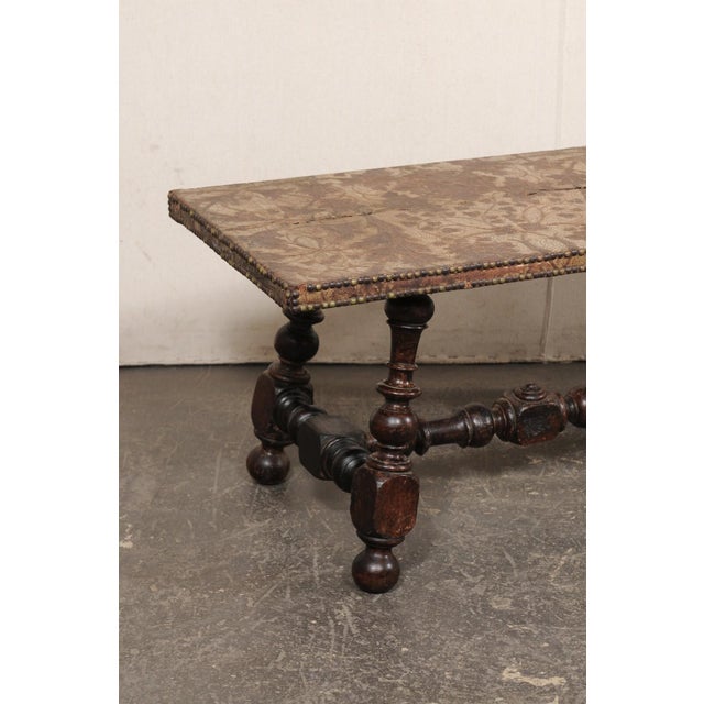 17th C Hand-Tooled Leather Top Coffee Table For Sale - Image 9 of 10