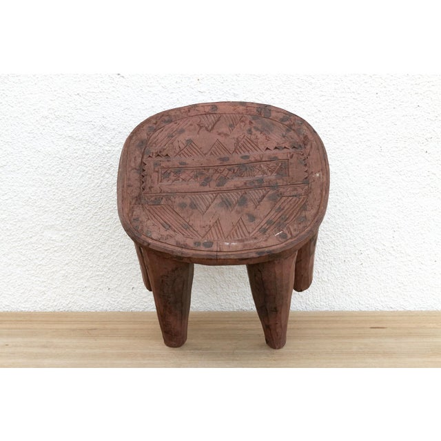 1950s Wood Nupe Stool W/ Black Dots For Sale - Image 5 of 8