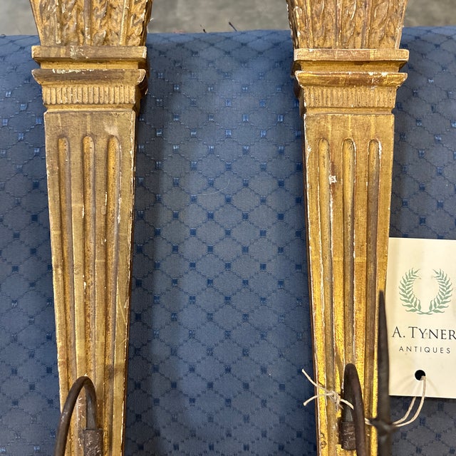 Early 20th Century Early 20th Century Pair of Giltwood Italian Wall Prickets For Sale - Image 5 of 12
