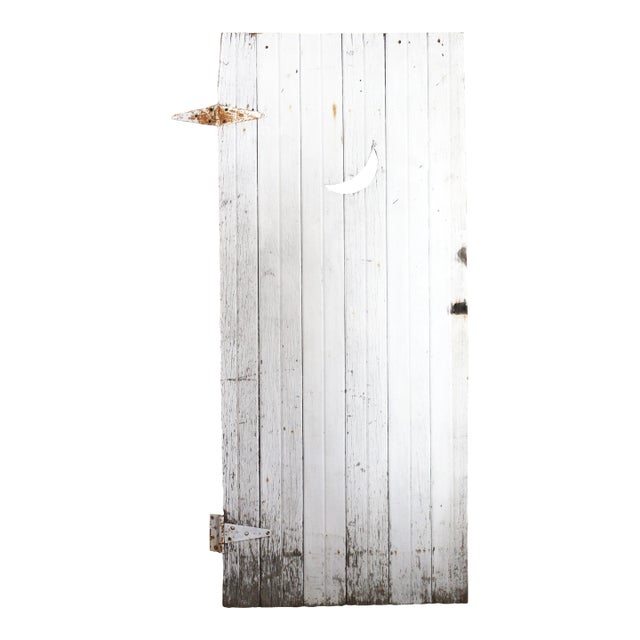 Antique Outhouse Door With a Crescent Moon For Sale
