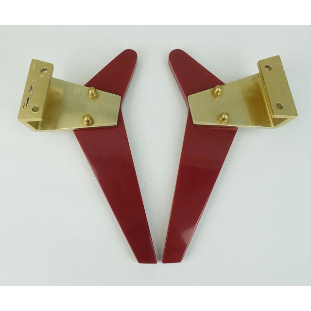 Mid-Century Push Door Handles in Red Bakelite and Aluminum, 1950s, Set of 2 For Sale - Image 9 of 11