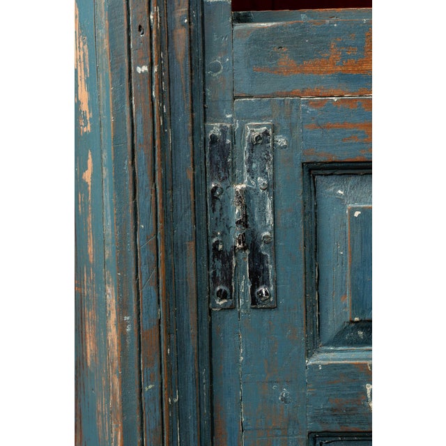 Mid 19th Century Primitive Chippy Corner Cupboard in Blue For Sale - Image 10 of 12