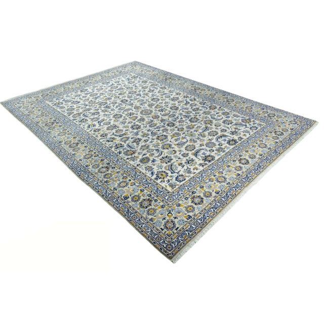 Mid-Century Modern Hand-Knotted Kashan Cork Rug in Beige For Sale - Image 3 of 13