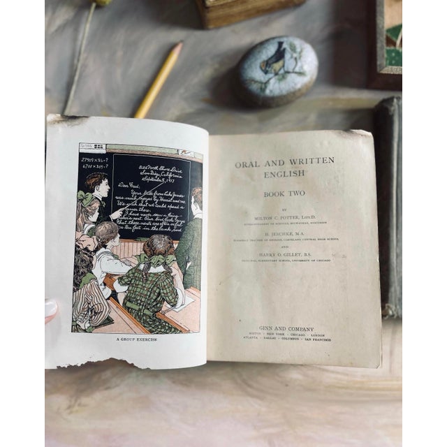 1915 & 1917 Pair of School Books Oral and Written English and Essentials of Arithmetic For Sale - Image 4 of 10