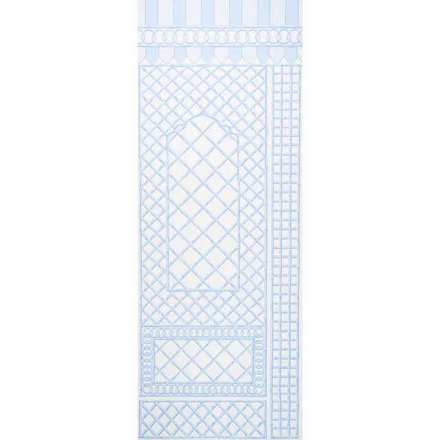 Schumacher x Marie-Anne Oudejans Bamboo Trellis Panel B in Blue | Chairish