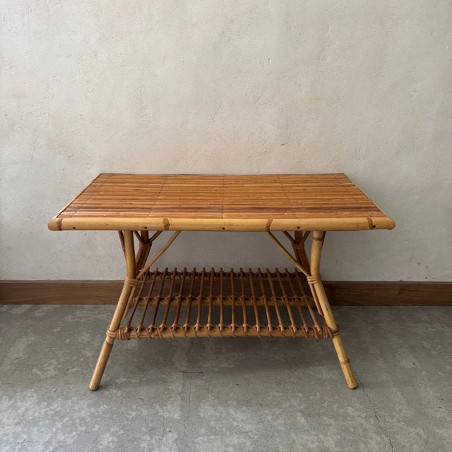 Vintage Coffee Table in Rattan For Sale - Image 6 of 6