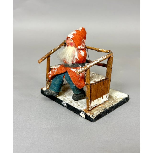 Charming antique German Christmas Santa figure in the Scandinavian Tomte or Nisse tradition, dating to circa 1930s–1940s....