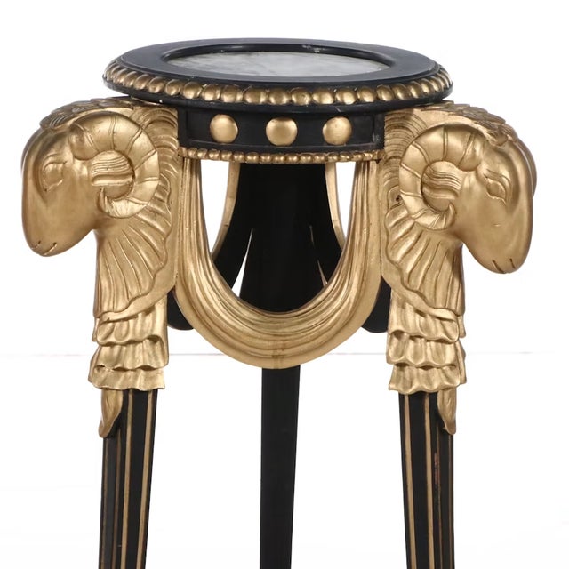 Late 20th Century Neoclassical Marble & Painted Wood Pedestal Tables - Pair For Sale In Cincinnati - Image 6 of 9