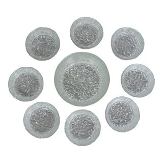 1970s Iittala Ultima Thule Style Wirkkala Clear Ice Glass Set of Nine Serving Bowls For Sale