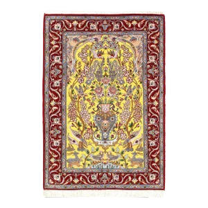2020s Persian Isfahan Hand-Knotted Silk & Korker Wool Rug
