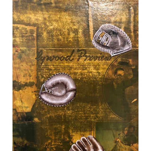 Patrick LoCicero, Abstract Mixed Media Collage Oil Painting Sports, Leather Baseball Mitts For Sale In Miami - Image 6 of 13