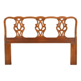 Henredon Chippendale Carved Mahogany Queen Size Headboard For Sale