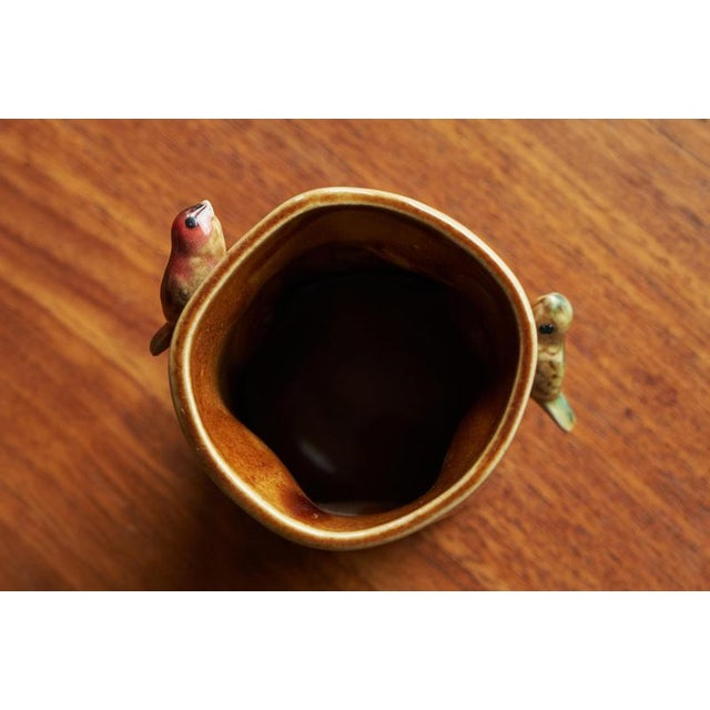 Glass Mid-Century Studio Pottery Vase with Birds, 1960s For Sale - Image 7 of 8