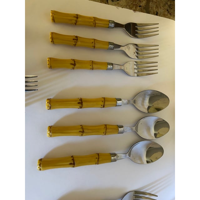 30 Plus Set of Bamboo Flatware Set of Six, 5-Piece Sets, Plus Extra 10 Misc. Six complete 5-piece place settings and 3...