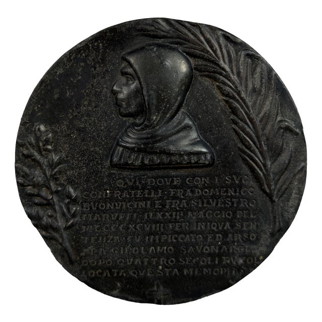 Early 20th Century Bas-Relief Wall Medallion in Copper-Plated Lead For Sale