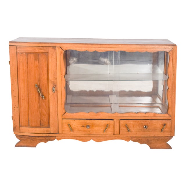 Vintage European Sideboard with Display Case, 1920s For Sale