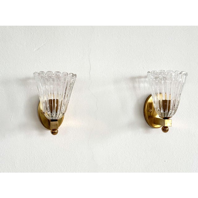 Italian Brass and Murano Glass Wall Lights, 1990s, Set of 2 For Sale - Image 4 of 12