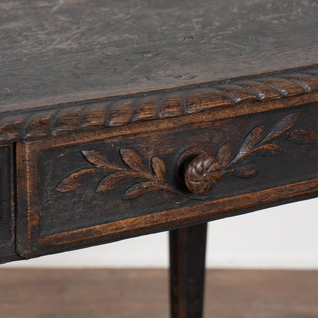 Early 19th Century Black Swedish Oak Side Table With Drawer For Sale - Image 12 of 16