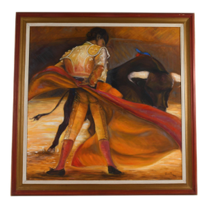 Framed Signed "Matador" Painting on Canvas by Teresa Perea