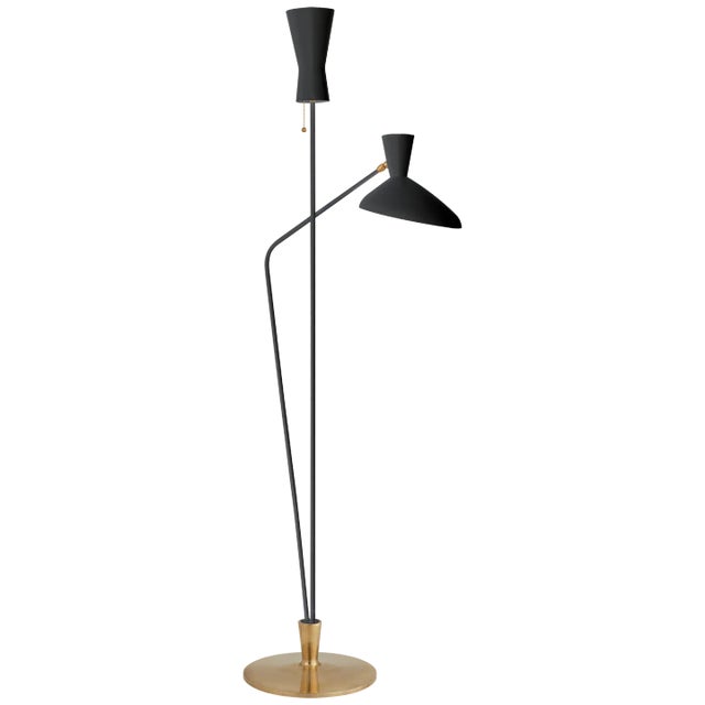 Austen Large Dual Function Floor Lamp in Black Designer: AERIN Height: 70.25" Extension: 23" Base: 14" Round Socket: 2 -...