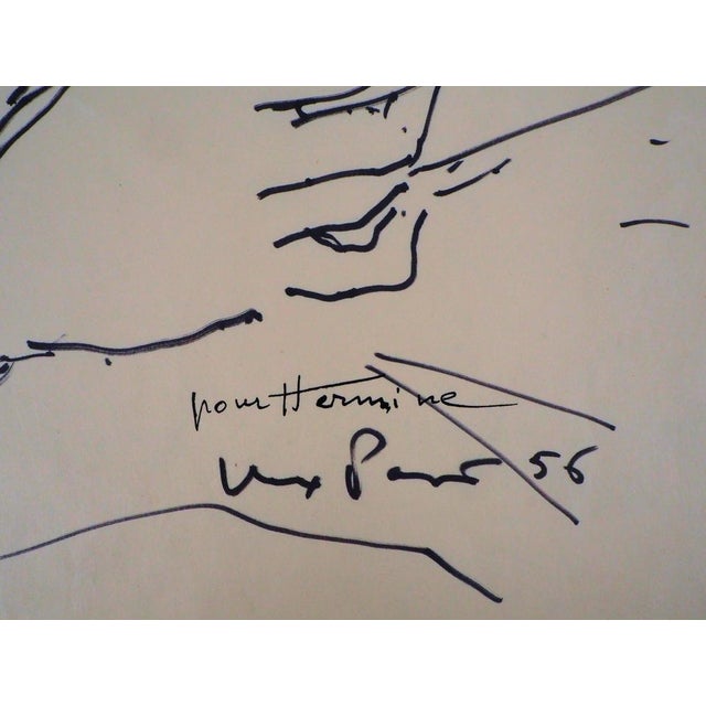 Max PAPART Woman reading a book, 1956 Original ink drawing Signed and dated in ink lower right Signed by the artist "Pour...