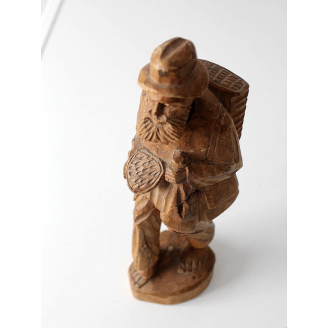 Mid-Century Folk Art Wood Carving Peddler Figure For Sale - Image 9 of 11
