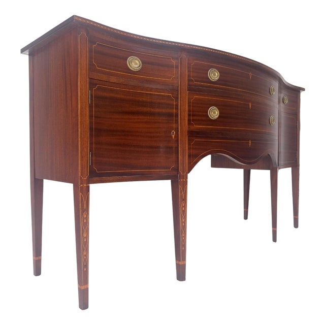 Serpentine Front Federal 6' Long Inlaid Mahogany Sideboard Credenza Console MINT For Sale