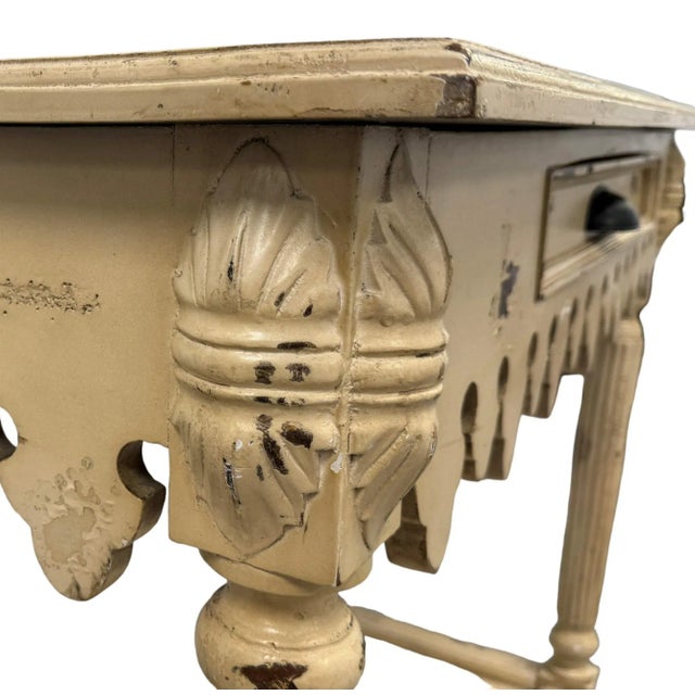 Beige Vintage Shabby Chic Farmhouse Server or Sideboard For Sale - Image 8 of 11