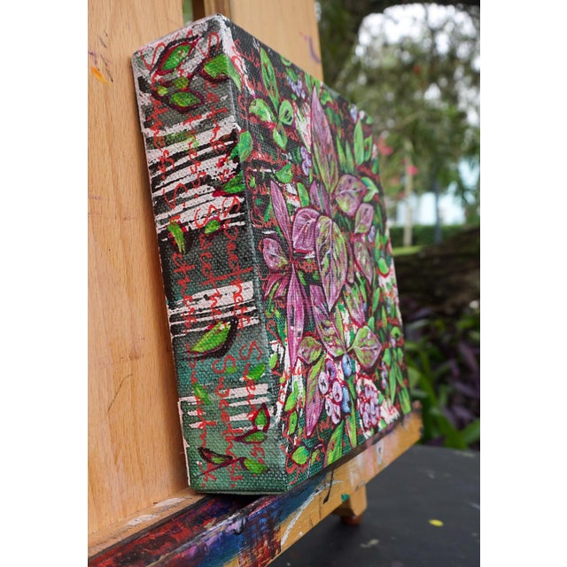 This artwork captures the vibrant foliage of the Blue Ridge Mountains, showcasing a lush arrangement of leaves and berries...