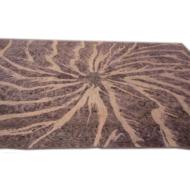 Vintage Persian Overdyed Handmade Brown Abstract Wool Rug For Sale In New York - Image 6 of 7
