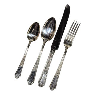 12 Place Settings Plus Serving Ancestral Silverware- Set of 72 For Sale