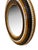 A large round mirror framed in glass mosaic tiles, blending classic Italian hues of yellow, black, and burgundy. It has...