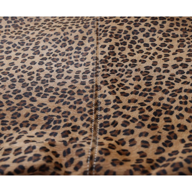Luxury Leopard Print Genuine Cowhide Throw Pillow 18x18 | Handmade Hair-on Leather Cushion For Sale - Image 4 of 8