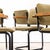 1970's Cantilever Peninsular Blue Frame Dining Chairs with Sage Green Upholstery Set Of Seven. Classic Bauhaus style...