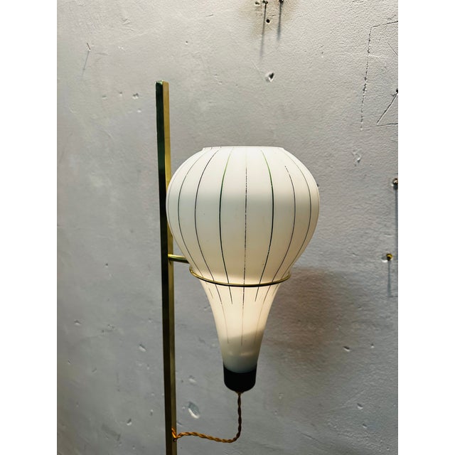 Floor Lamp in Opal Glass & Brass, 1960s For Sale - Image 4 of 6