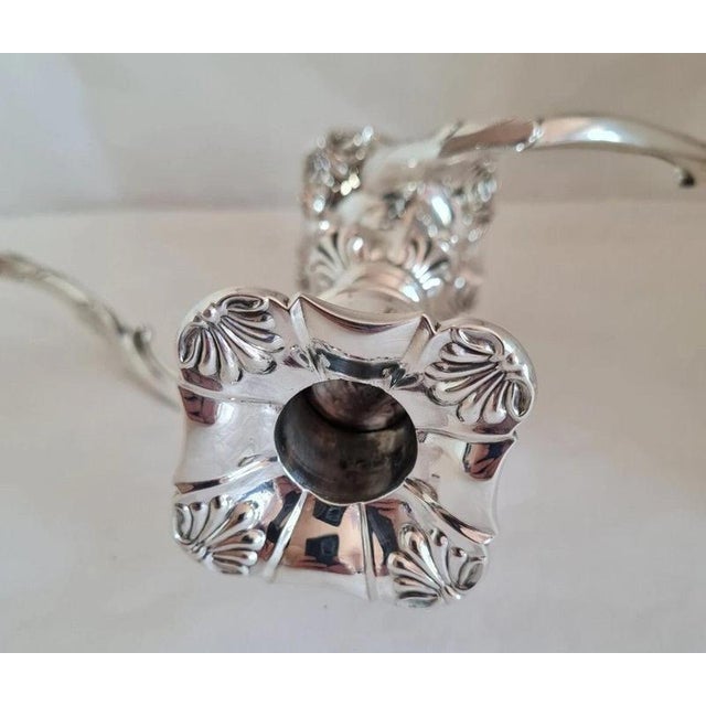 Antique Edwardian Sterling Silver Candelabra by Thomas A. Scott, Sheffield, 1902 For Sale - Image 4 of 13