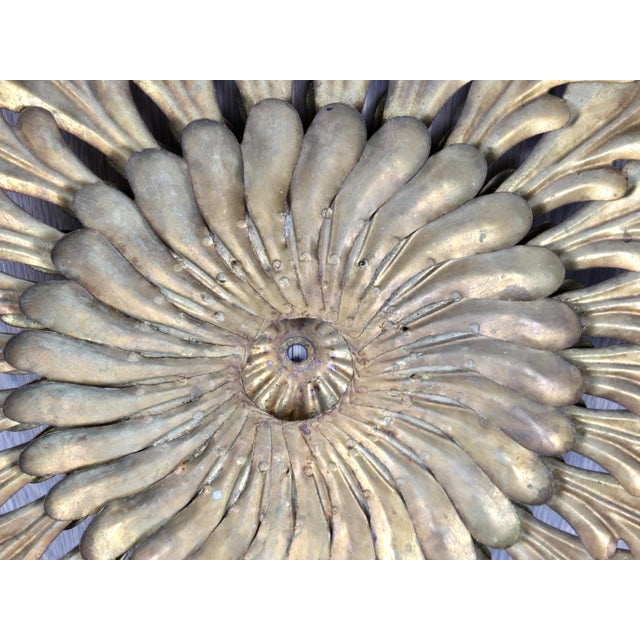 1950s Gold Metal Tole Sunburst Shade for Ceiling Light Fixture, Made in Italy For Sale - Image 18 of 18