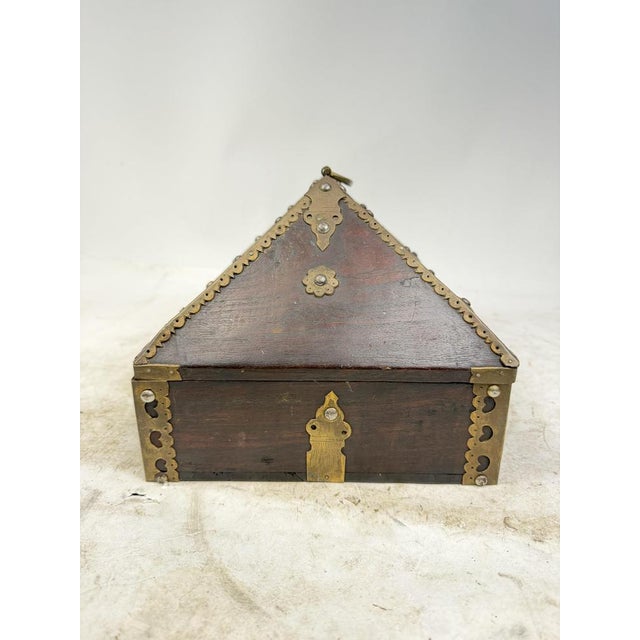 Antique Indian Jewelry Box in Wood and Brass, 1800s For Sale - Image 12 of 16