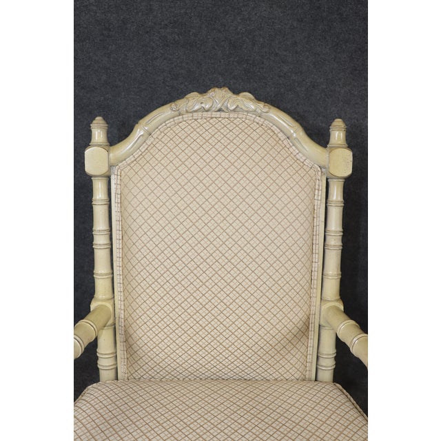 Pair of Painted Faux Bamboo Hollywood Regency French Inspired Armchairs For Sale - Image 13 of 13